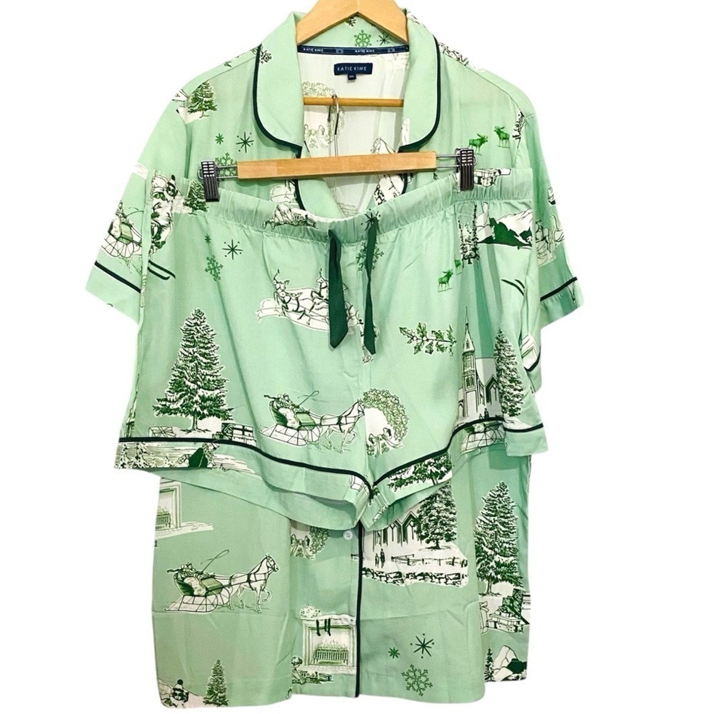 Katie Kime New Holiday Toile Pajama Set Plus Size 3XL Fit Like 2X NWOT - Picture 3 of 15